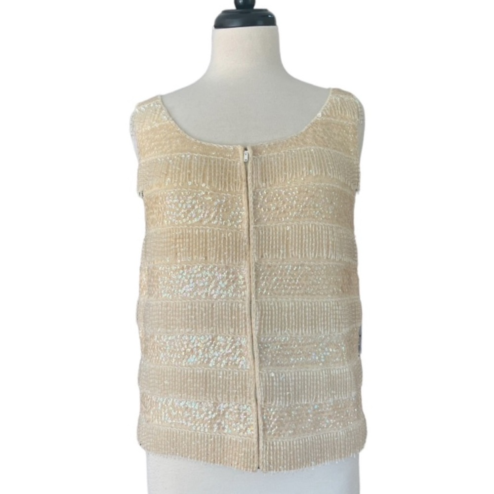 Vintage Handmade Beaded Zip Front Vest